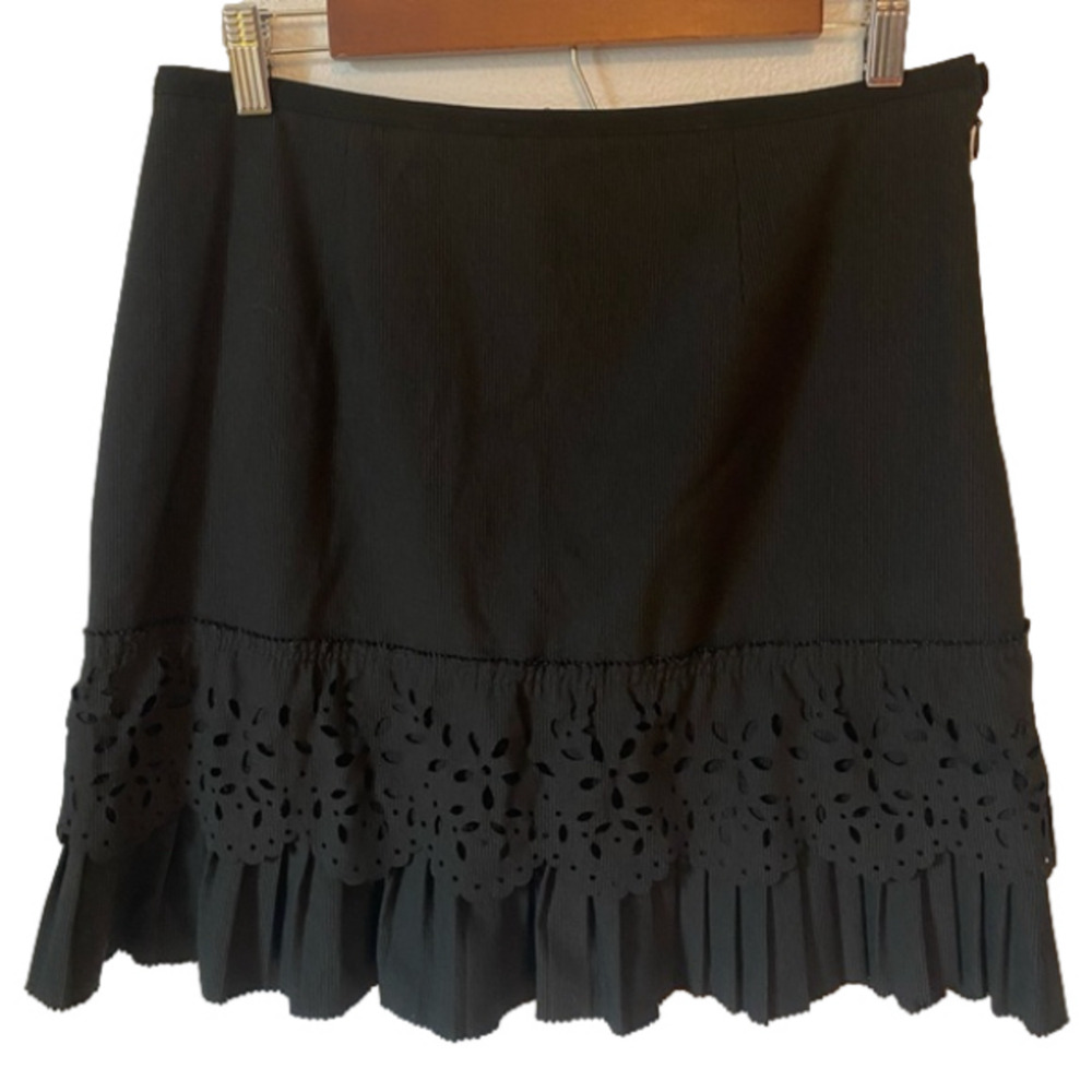 Cynthia Steffe Womens 10 Skirt Dark Eyelet Ruffle Pleated Preppy Acadamia Witchy